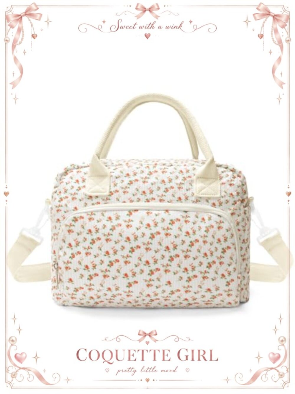 Large Insulated Lunch Bag Leakproof Thermal Cooler Tote Nylon Floral